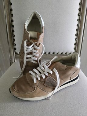 Philippe Model Beige and White Women's Athletic Sneakers